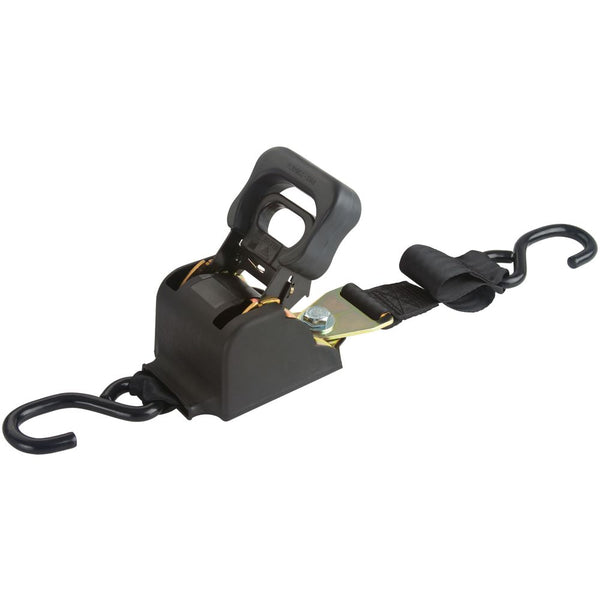 6' Retractable Ratcheting Tie-Down Strap with S-Hook Ends