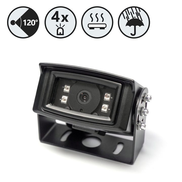 120° Weatherproof Backup Camera with 4 Infrared illuminators