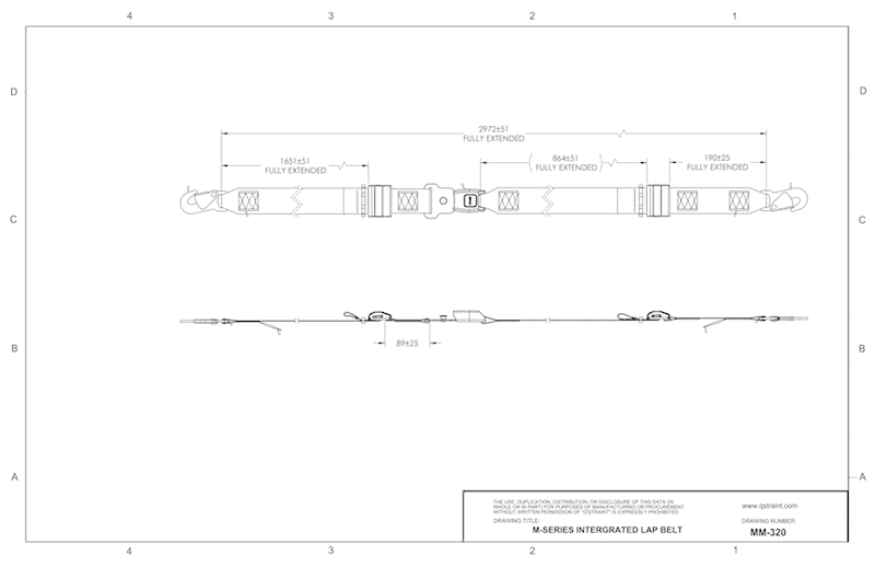 Q'Straint M-Series Integrated Lap Belt with Snap Hooks | MM-320