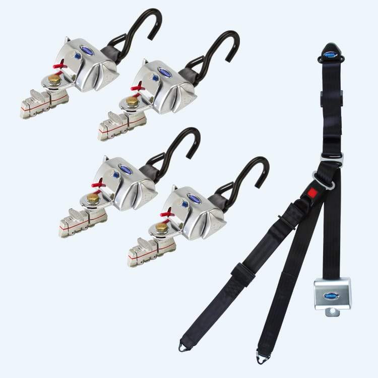 Q'Straint 4 QRT Deluxe Retractors with L-Track fittings with Retractable Lap & Shoulder Belt | Q-8100-A1-L