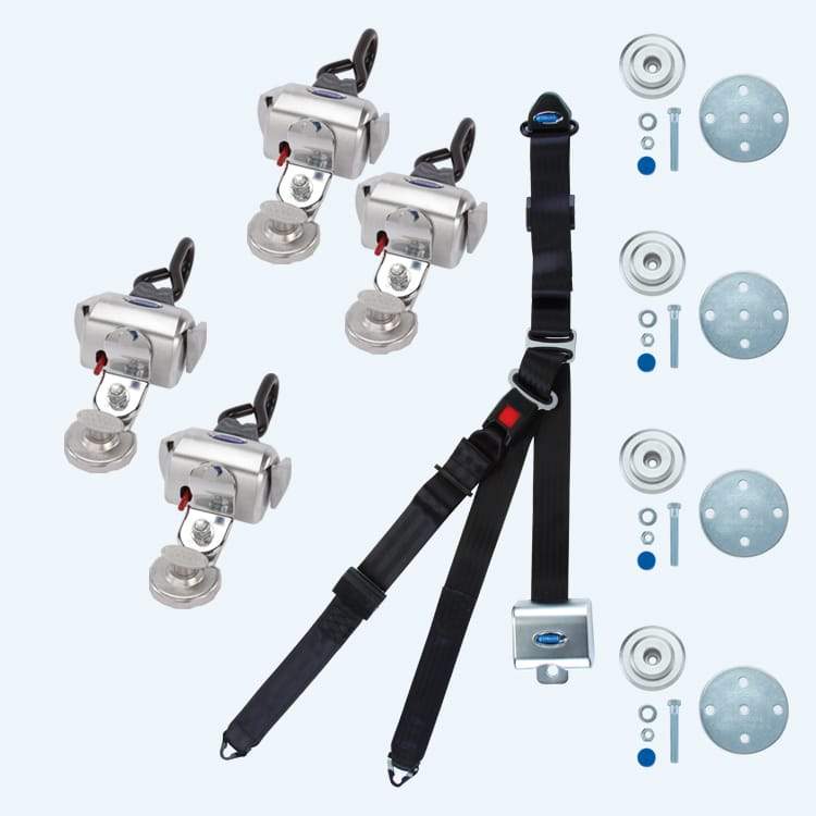 Q'Straint QRT Deluxe Retractors/Slide 'N Click fittings; & Retractable Lap & Shoulder Belt Combo | Q-8100-A1-SC