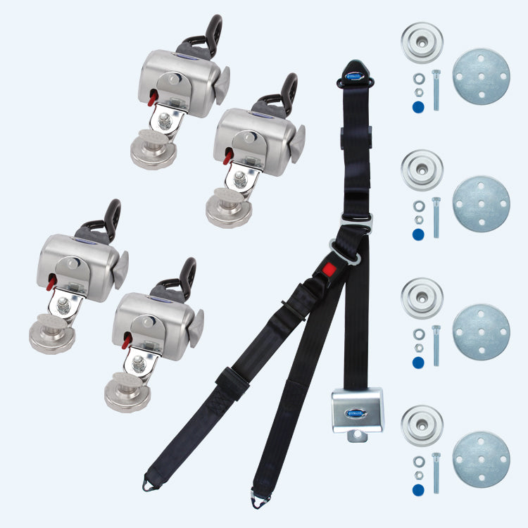 Q'Straint 4 QRT Standard Retractors with Slide 'N Click fittings; and Manual Lap & Shoulder Belt | Q-8200-A1-SC