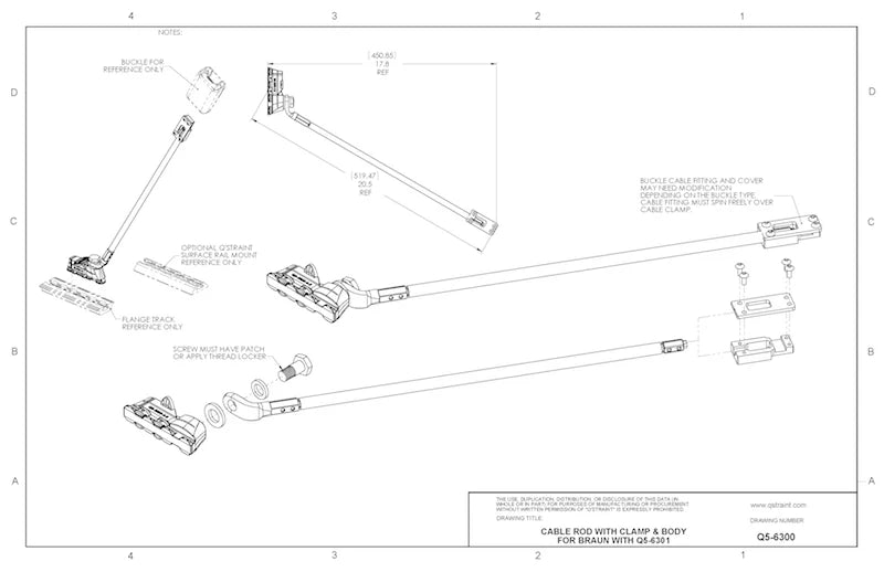 Q'Straint Lap Belt Cable Extension, 19.25" | Q5-6300