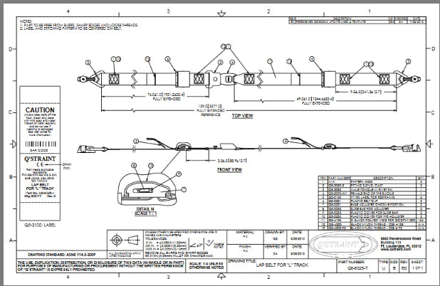 Q'Straint Vehicle QRT Lap Belt for L-Track | Q8-6325-T