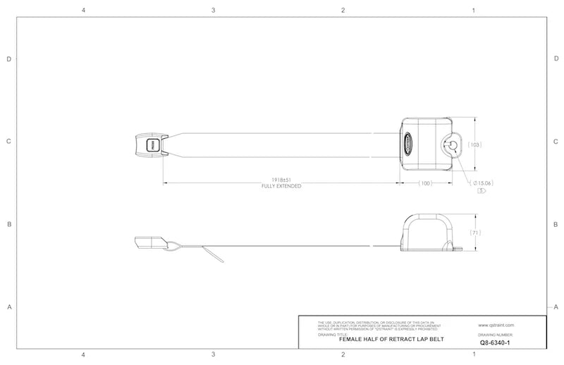 Q'Straint Retractable Lap Belt, Female End | Q8-6340-1