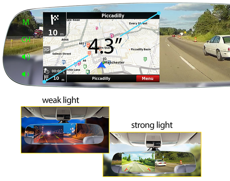 G-SERIES Rear View Frameless Mirror Monitor with 4.3" MirrorLink Display