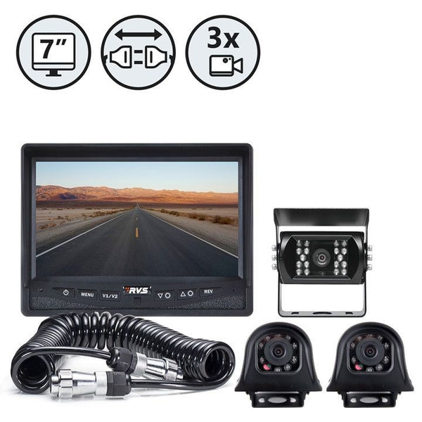 Backup Camera System with Side Cameras and Quick Connect Kit