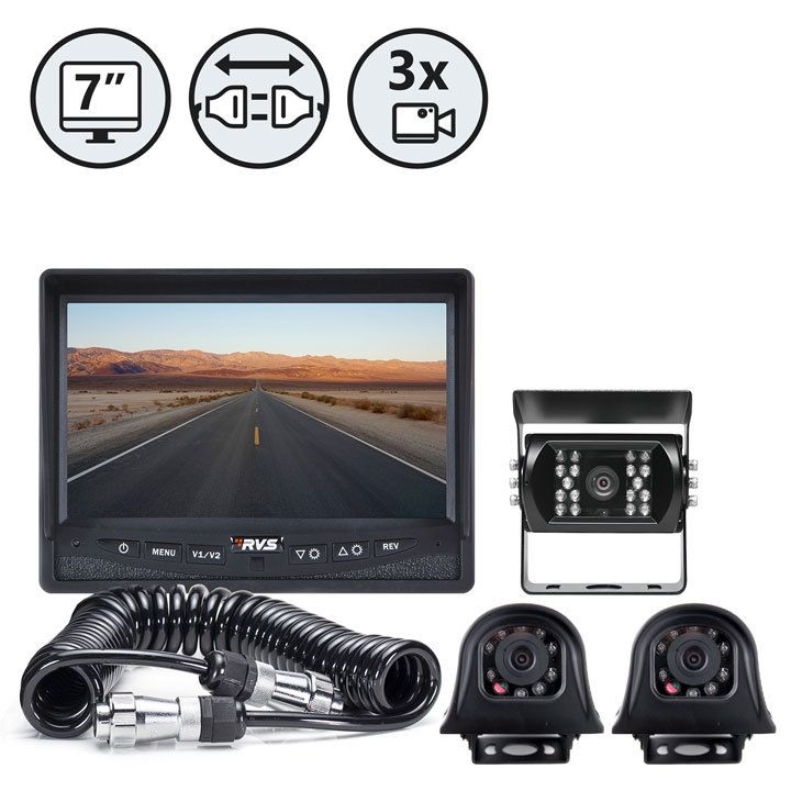 Backup Camera System with Side Cameras and Quick Connect Kit